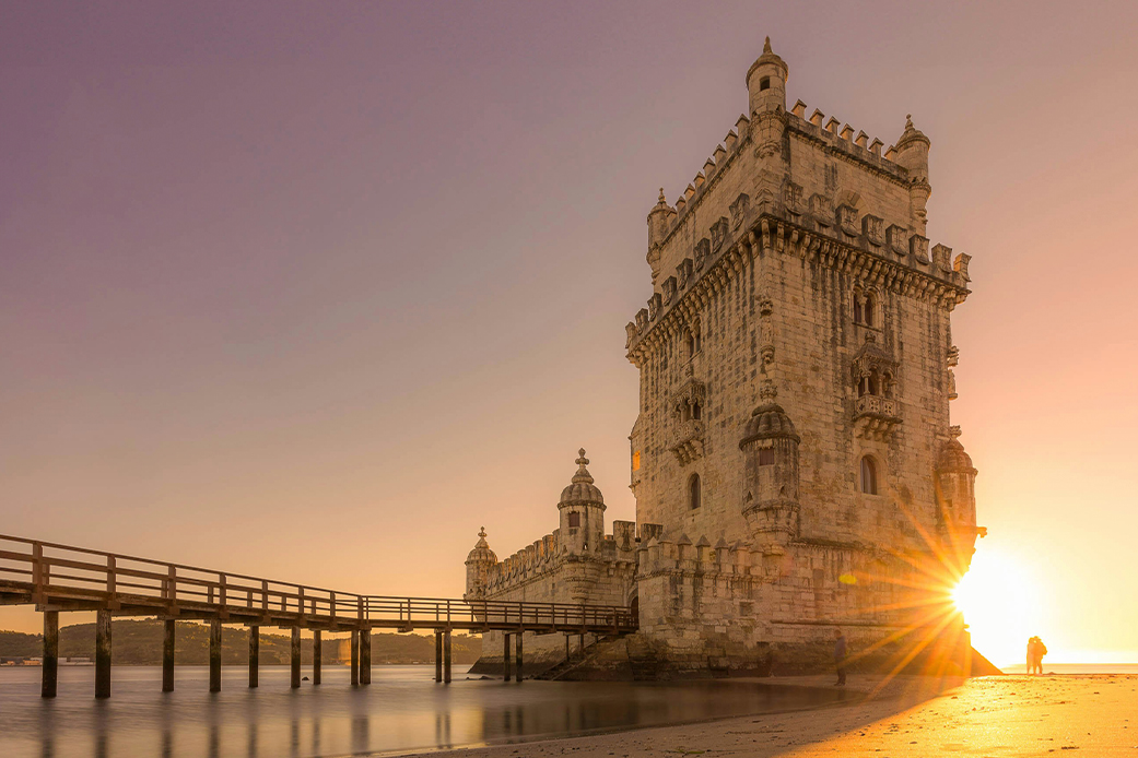 View of the historic port city of Lisbon